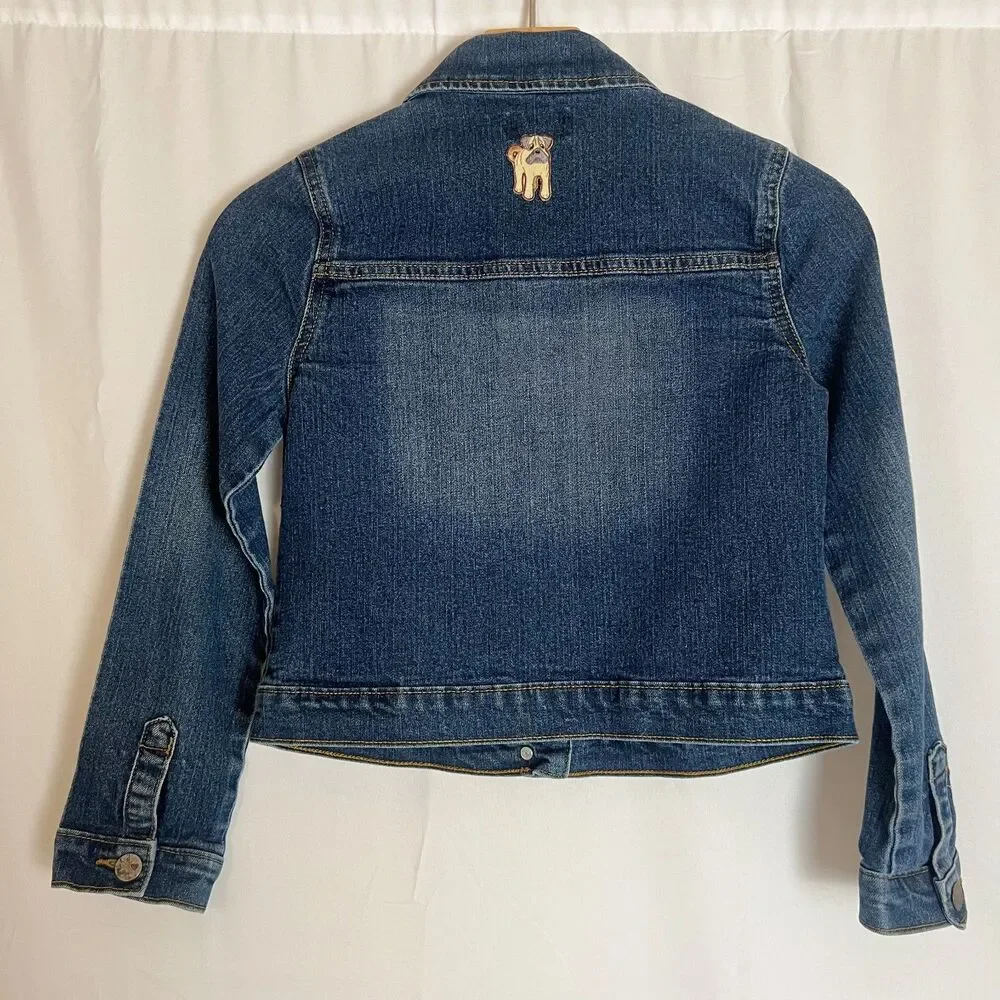Kid's Denim Jacket Dog Patches Children's Place Size 10-12 Girl's